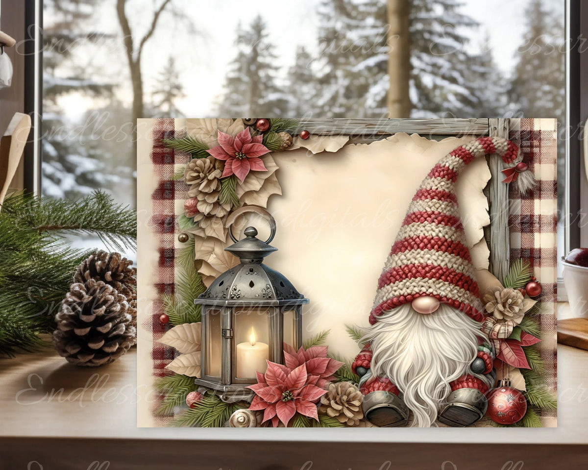 CHRISTMAS GNOME CUTTING BOARD RECTANGLE