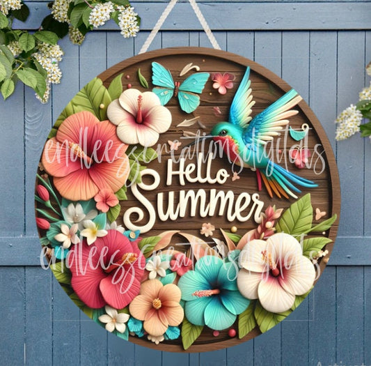 HELLO SUMMER HUMMINGBIRD ROUND