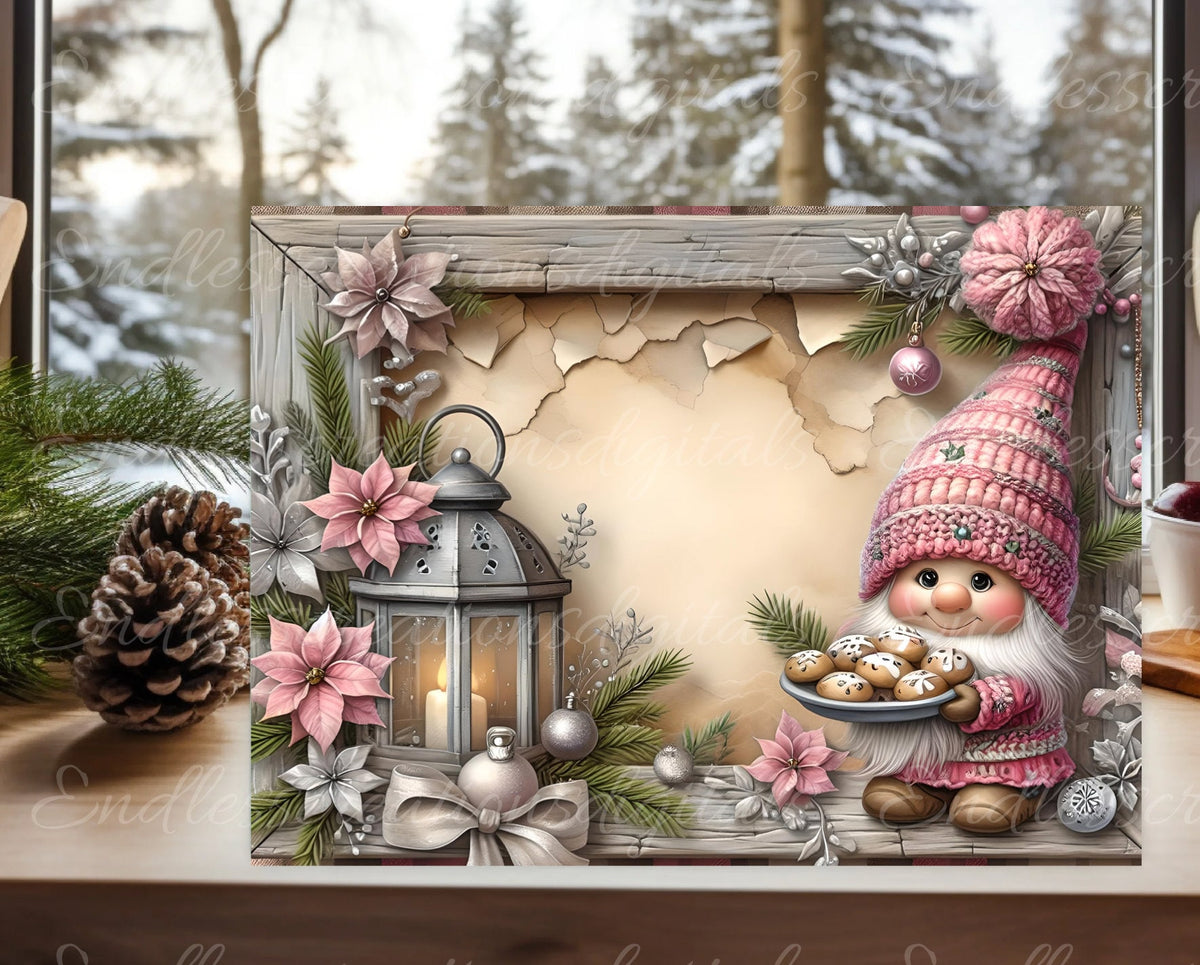 CHRISTMAS GNOME CUTTING BOARD RECTANGLE