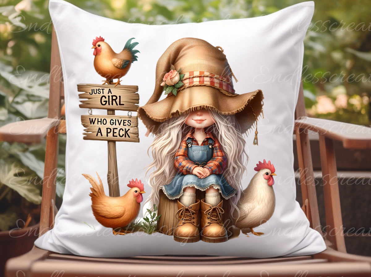 CHICKEN GIRL sublimation package of 5 high definition 300png, transparent add your own text, can be resized to use for pillows as well