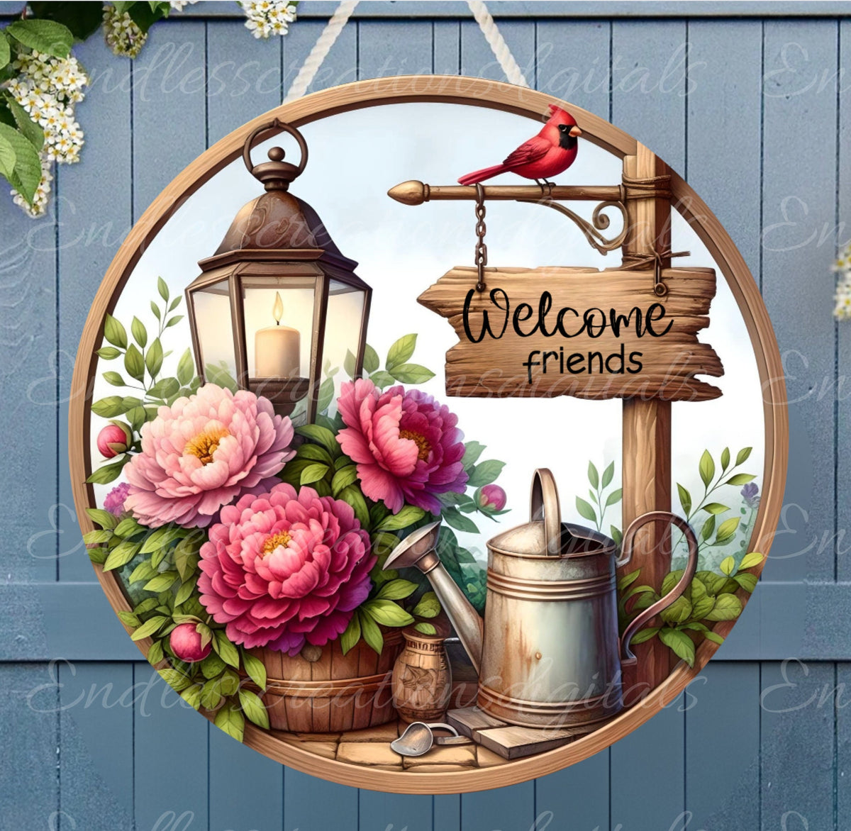 WELCOME DOOR HANGER, wreath sign png, for sublimation high resolution 2 round png 300dpi, 1 blank for your own text