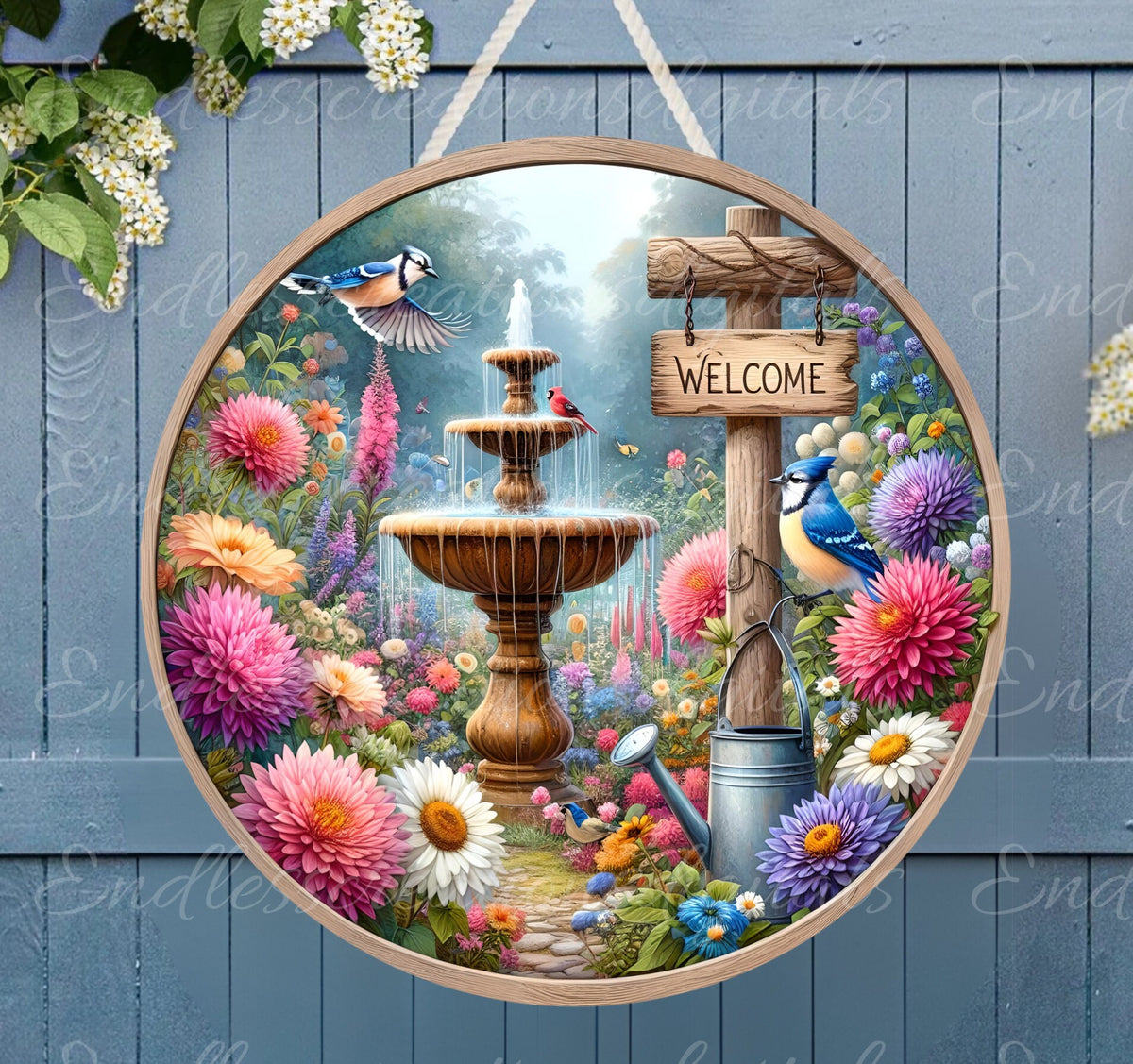 WELCOME DOOR HANGER, wreath sign png, for sublimation high resolution 2 round png 300dpi, 1 blank for your own text