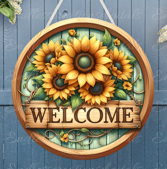 WELCOME DOOR HANGER, wreath sign, round cutting board png, for sublimation high resolution, 2 files for download, 1 add your text