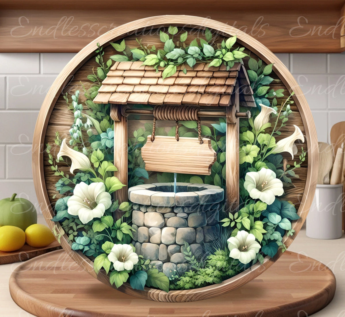 WELCOME DOOR HANGER, wreath sign, round cutting board png, for sublimation high resolution, 2 files for download, 1 add your text