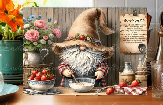 STRAWBERRY GNOME CUTTING BOARD