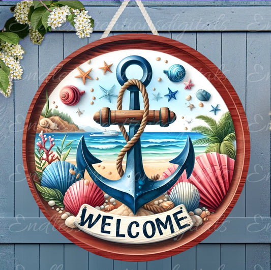 NAUTICAL DOOR HANGER, wreath sign png, for sublimation high resolution 2 file, 1 add your own text