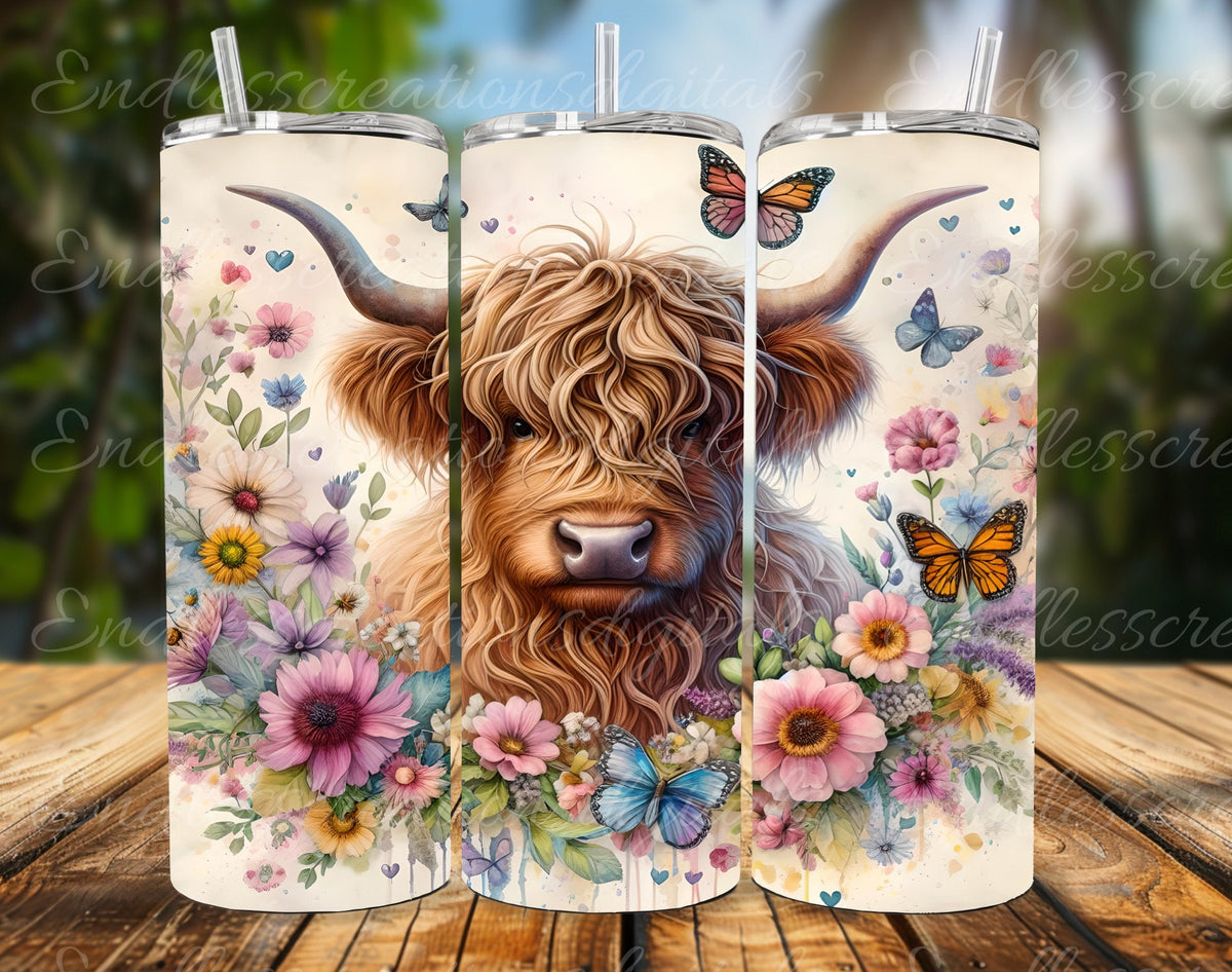 HIGHLAND COW TUMBLER sublimation design for 20 oz tumbler, high quality 300 Dpi