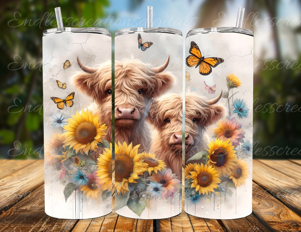 HIGHLAND COW TUMBLER sublimation design for 20 oz tumbler, high quality 300 Dpi