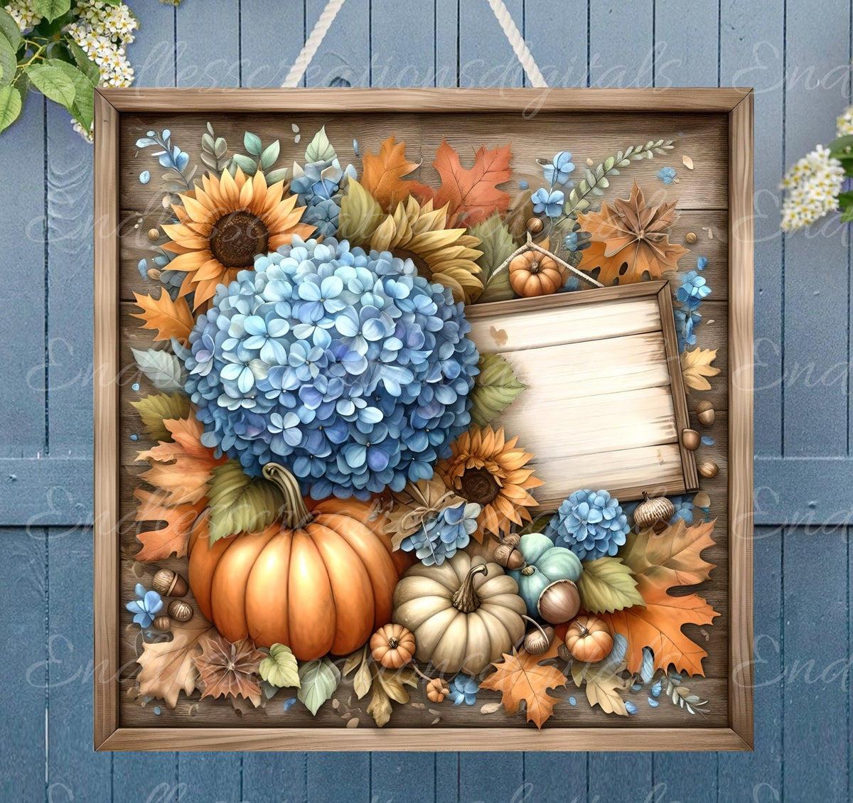 FALL SQUARE DOOR hanger, wreath sign, square cutting board png, for sublimation high resolution 2 files for download, 1 add your own text