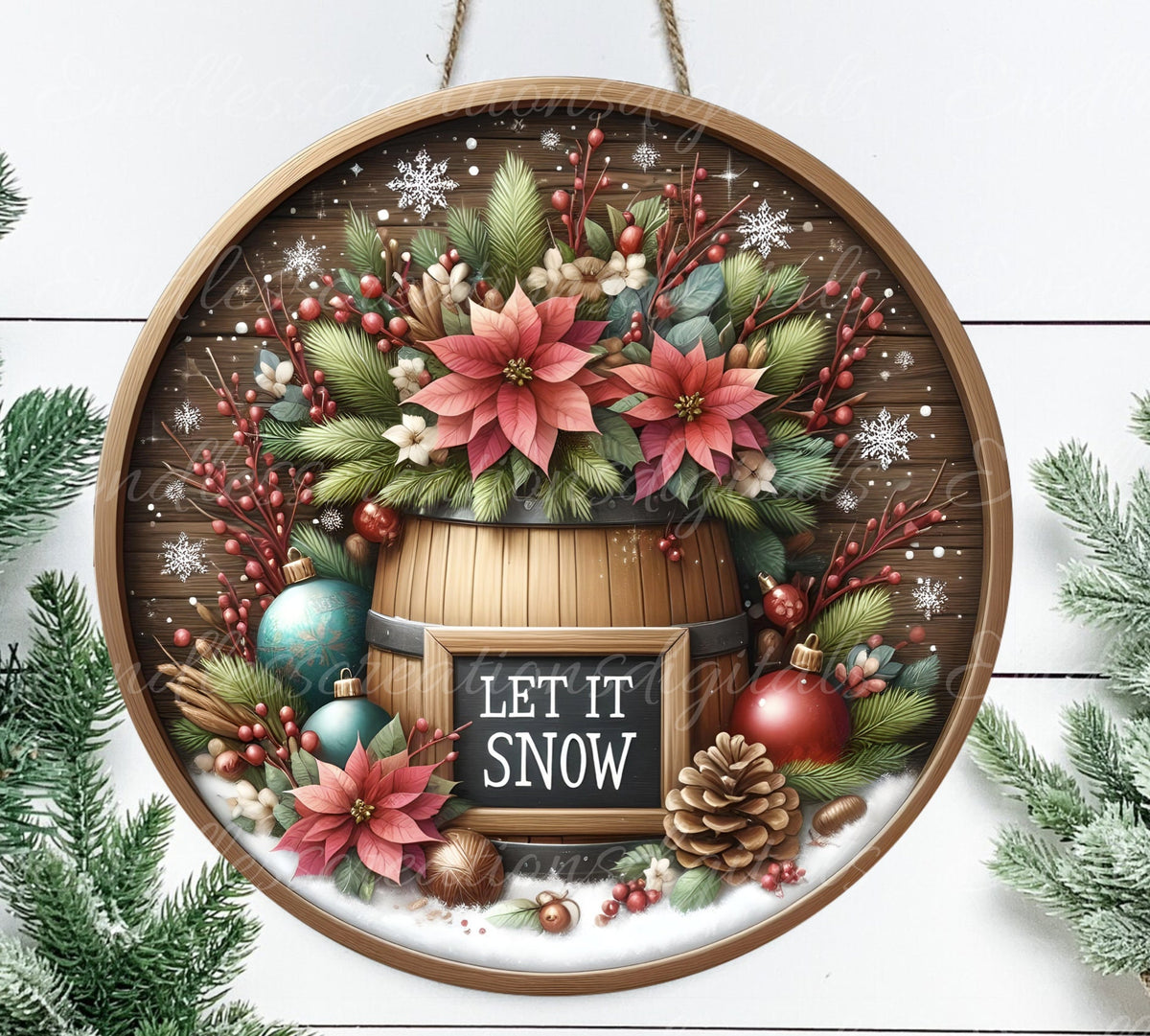 LET IT SNOW WINTER FLORAL ROUND