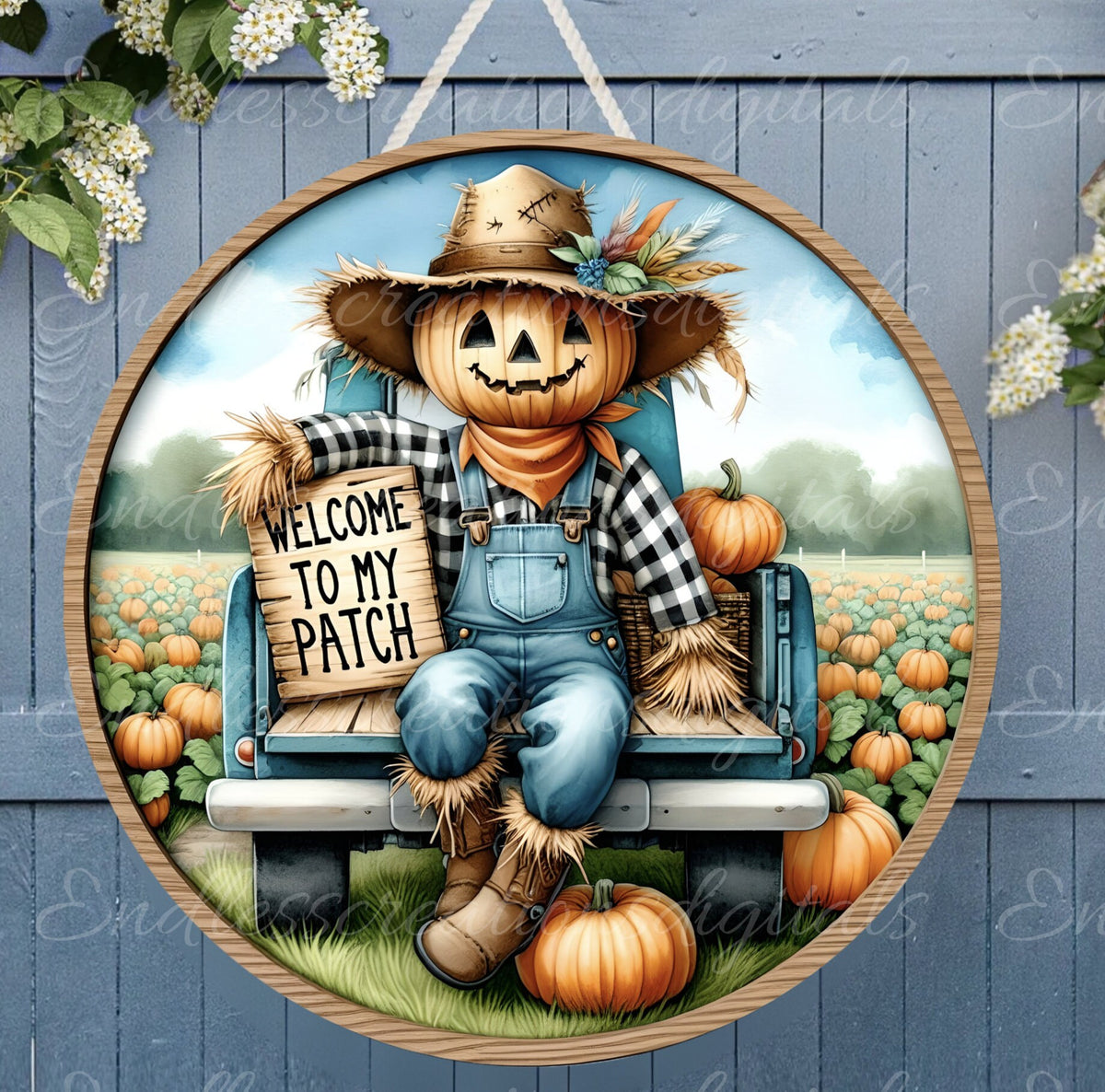 FALL SCARECROW WELCOME ROUND