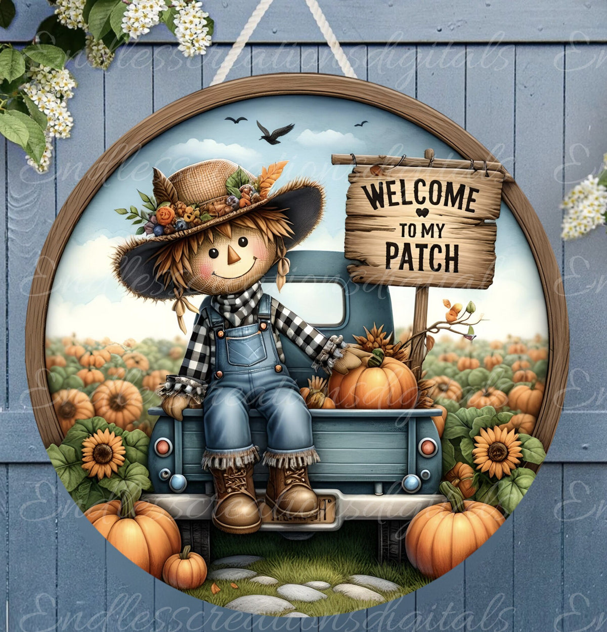 FALL SCARECROW WELCOME ROUND