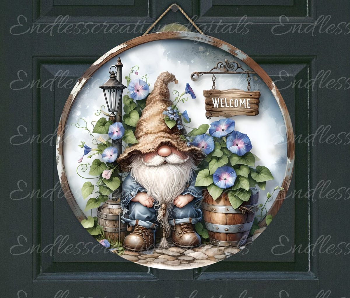 WELCOME GNOME DOOR hanger, wreath sign, png, for sublimation high resolution 2 files for download, 1 add your own text