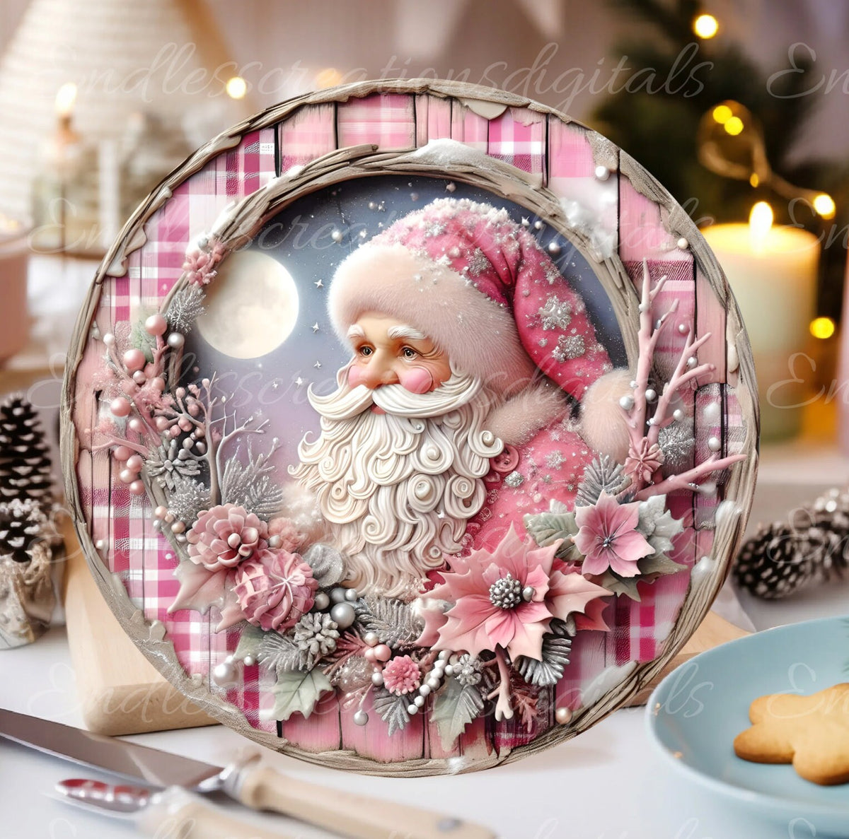 PINK SANTA CHRISTMAS ROUND