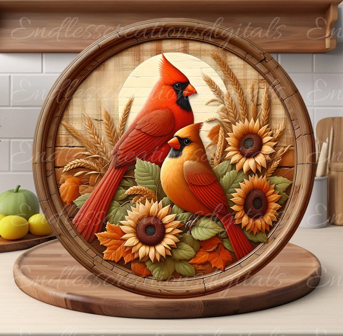 FALL CARDINALS SUNFLOWER ROUND