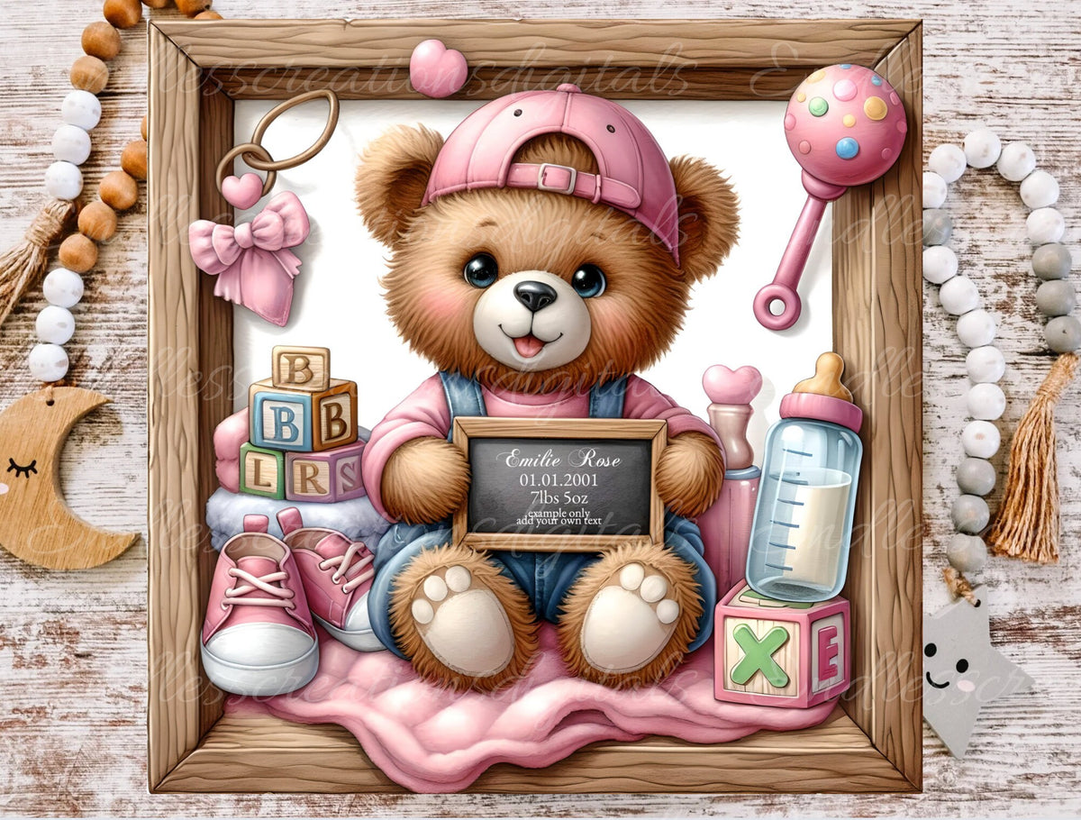 BABY'S ROOM BIRTH square announcement , DIGITAL DOWNLOAD ONLY, for sublimation high resolution,  1 add your own text file for download