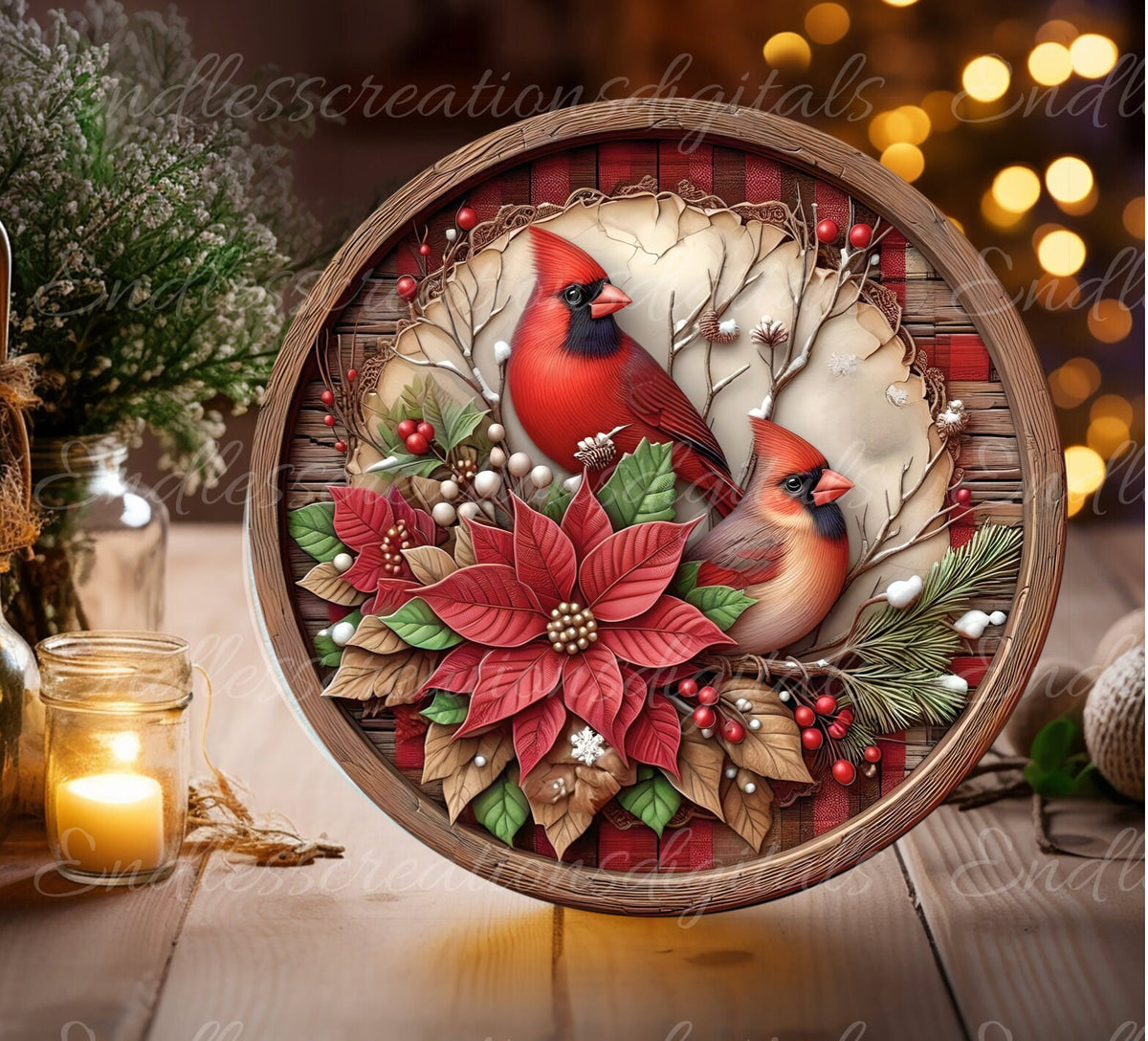 WINTER CARDINALS ROUND