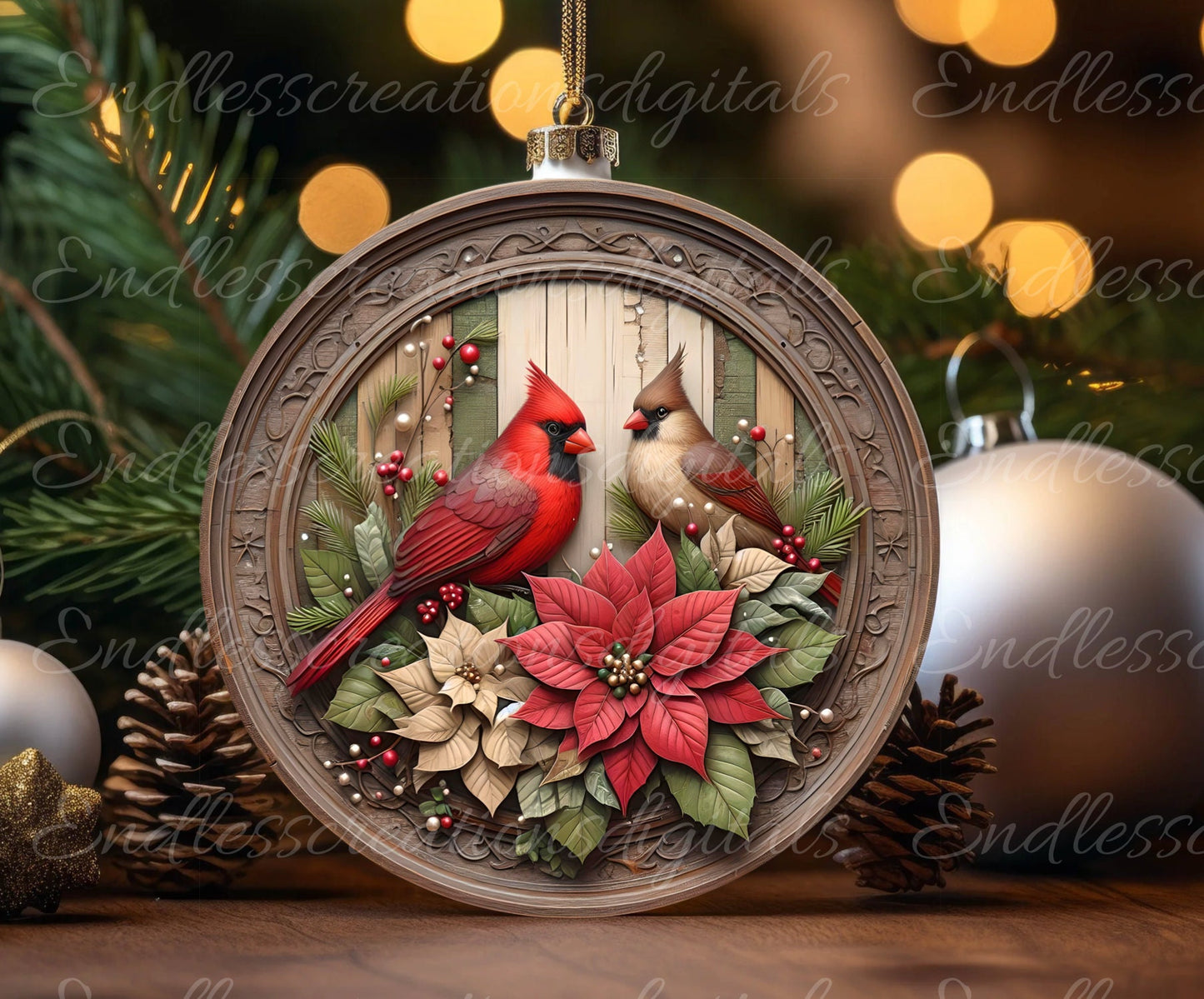 WINTER CARDINALS ROUND