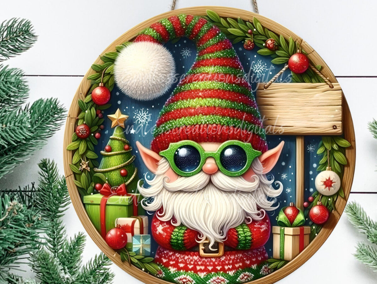 ELF SURVEILLANCE door hanger, wreath sign, round cutting board,  for sublimation high resolution, 2 files for download, 1 add your own text