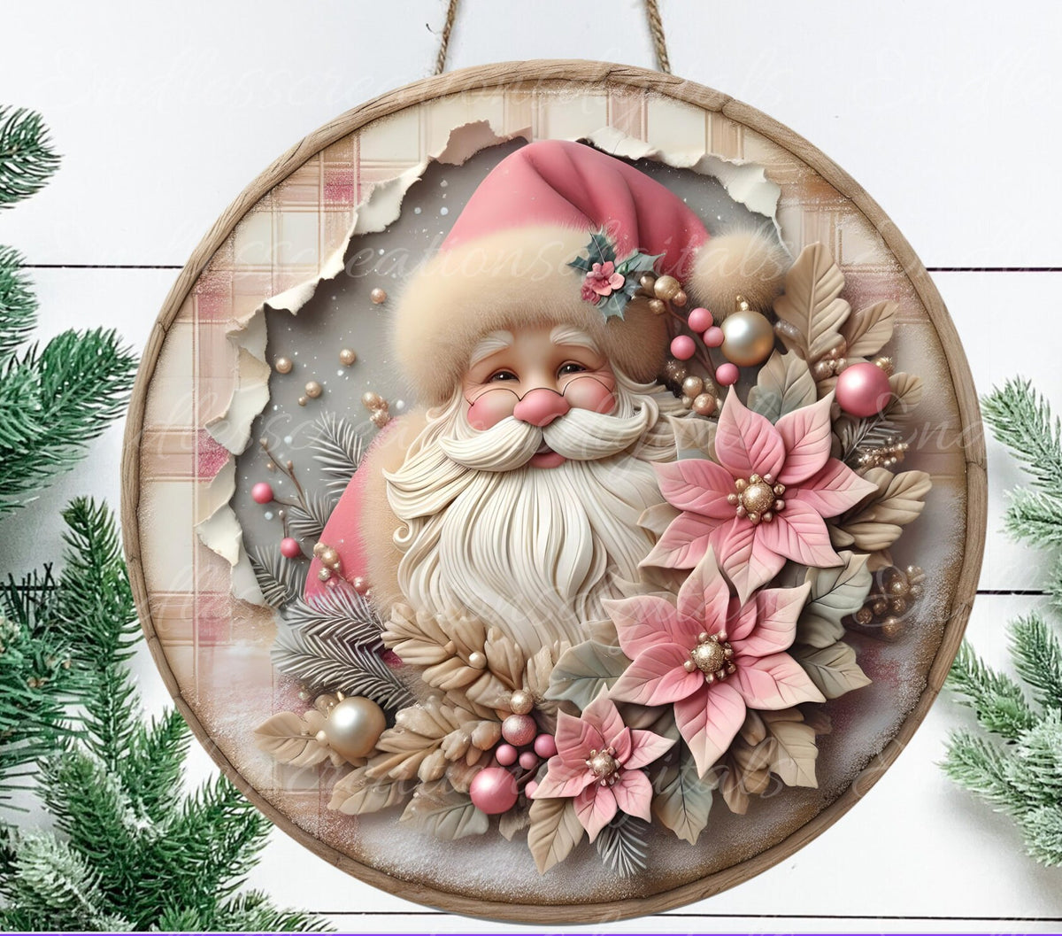 PINK SANTA CHRISTMAS ROUND