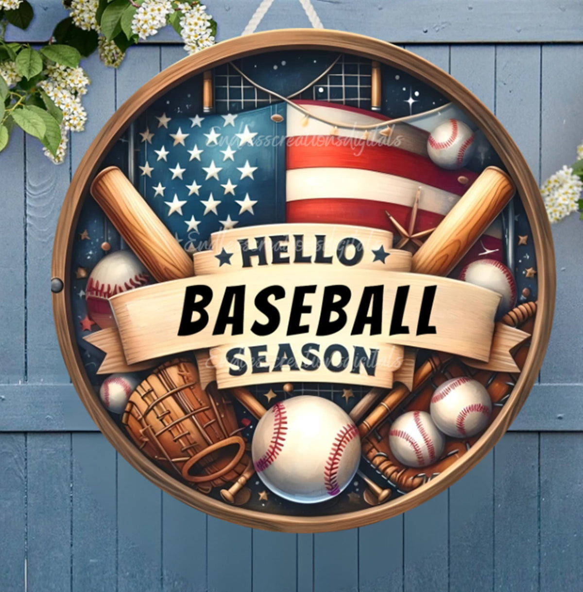 BASEBALL DOOR HANGER, wreath sign, png, 300DPI high resolution