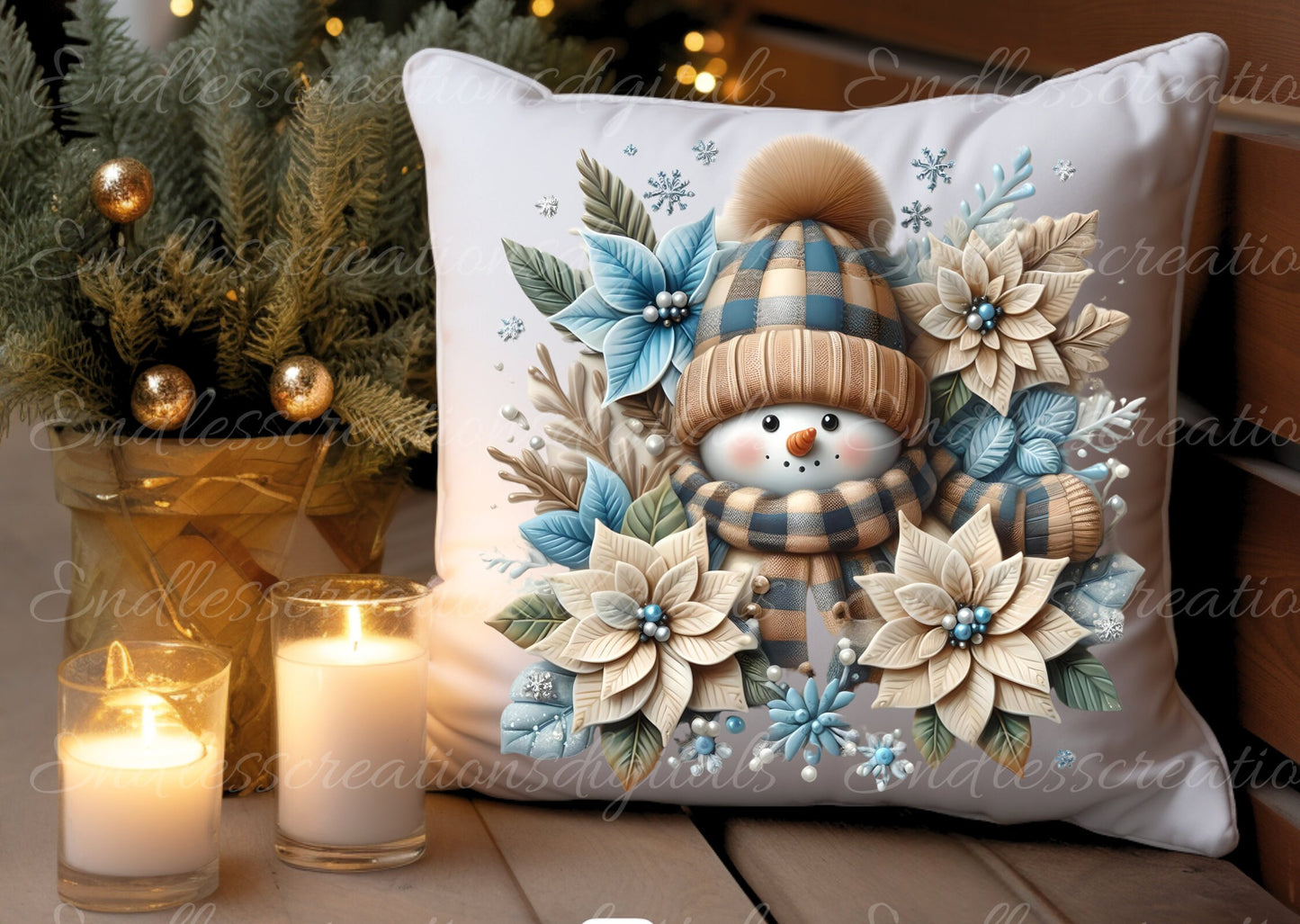 BLUE BEIGE SNOWMAN WINTER TRANSPARENCIES