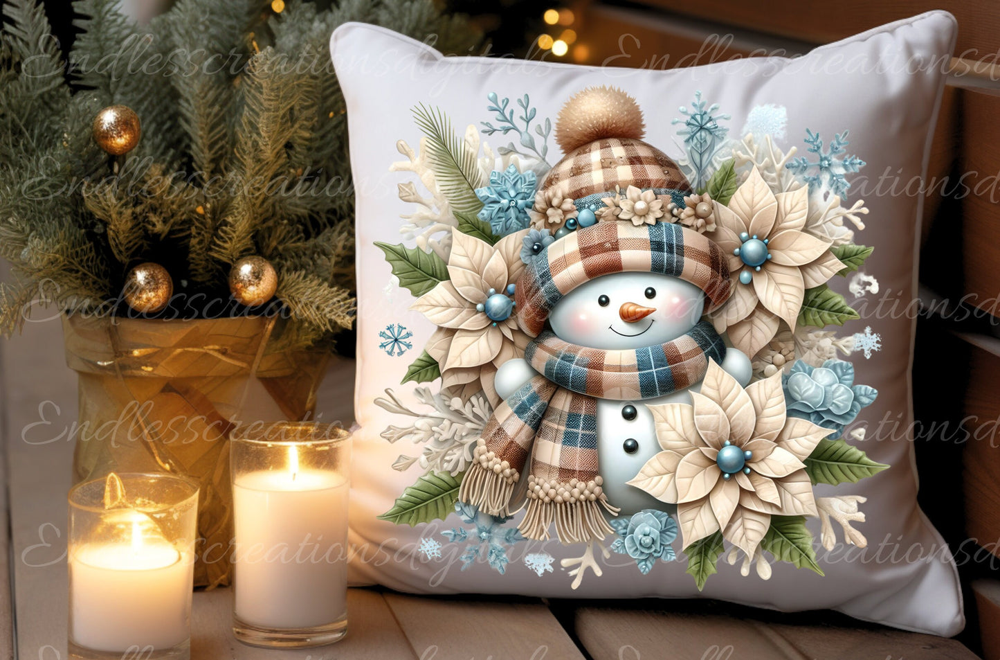 BLUE BEIGE SNOWMAN WINTER TRANSPARENCIES