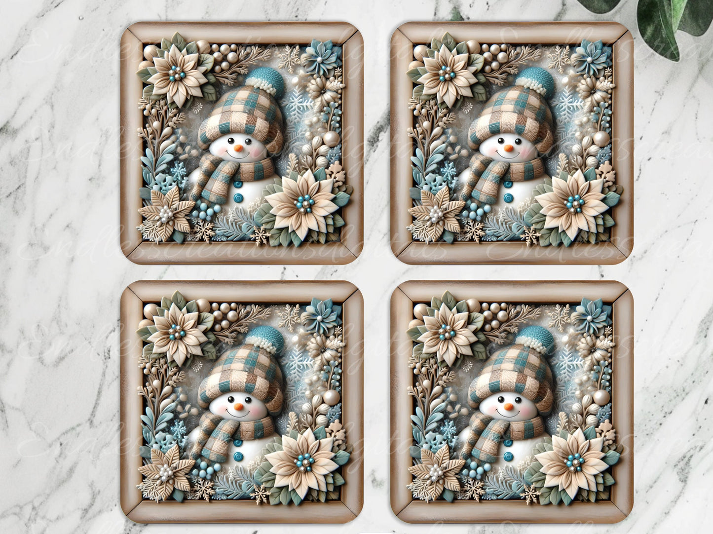 WINTER SNOWMAN SQUARE