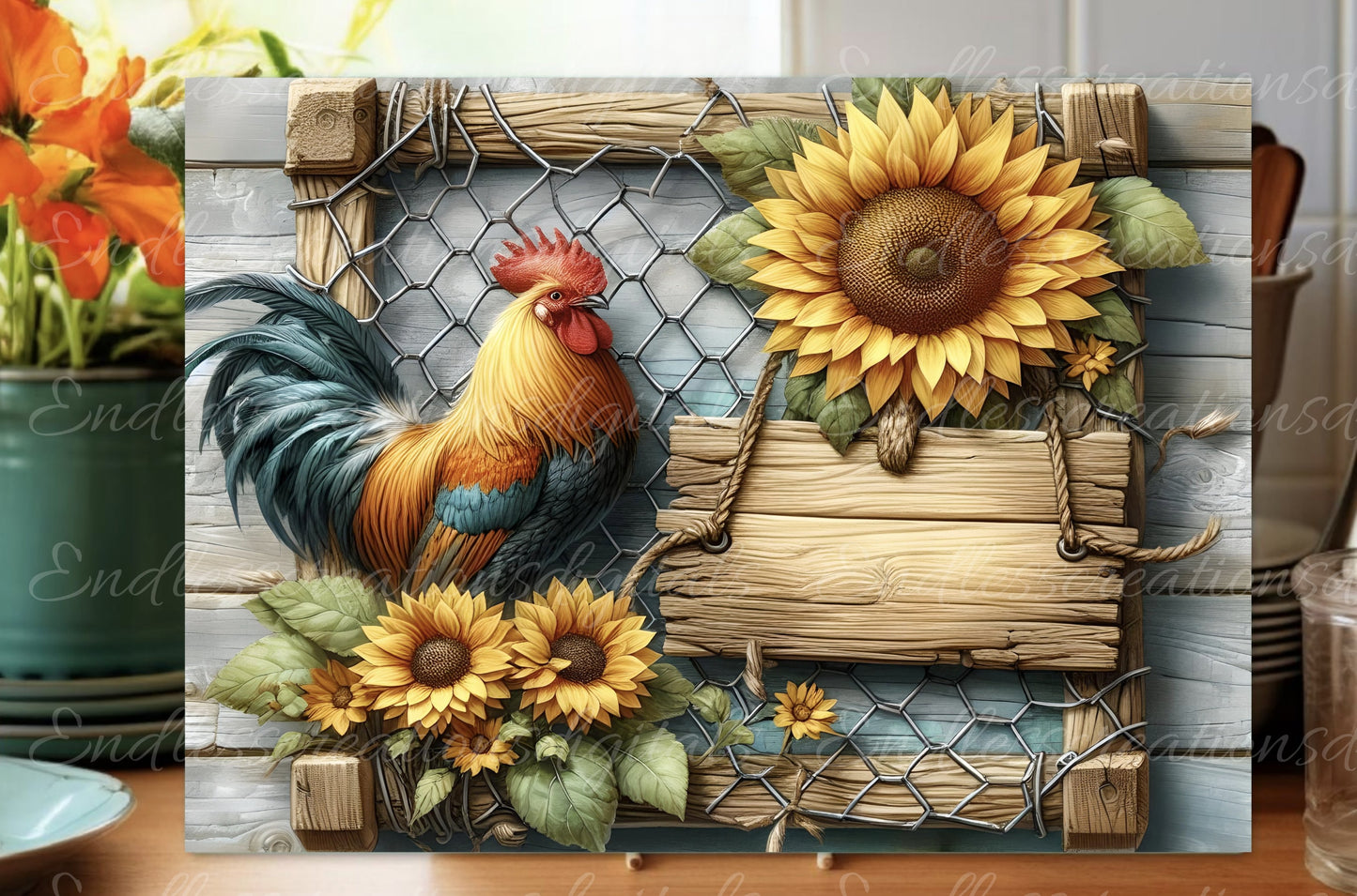 ROOSTER RECTANGLE CUTTING BOARD