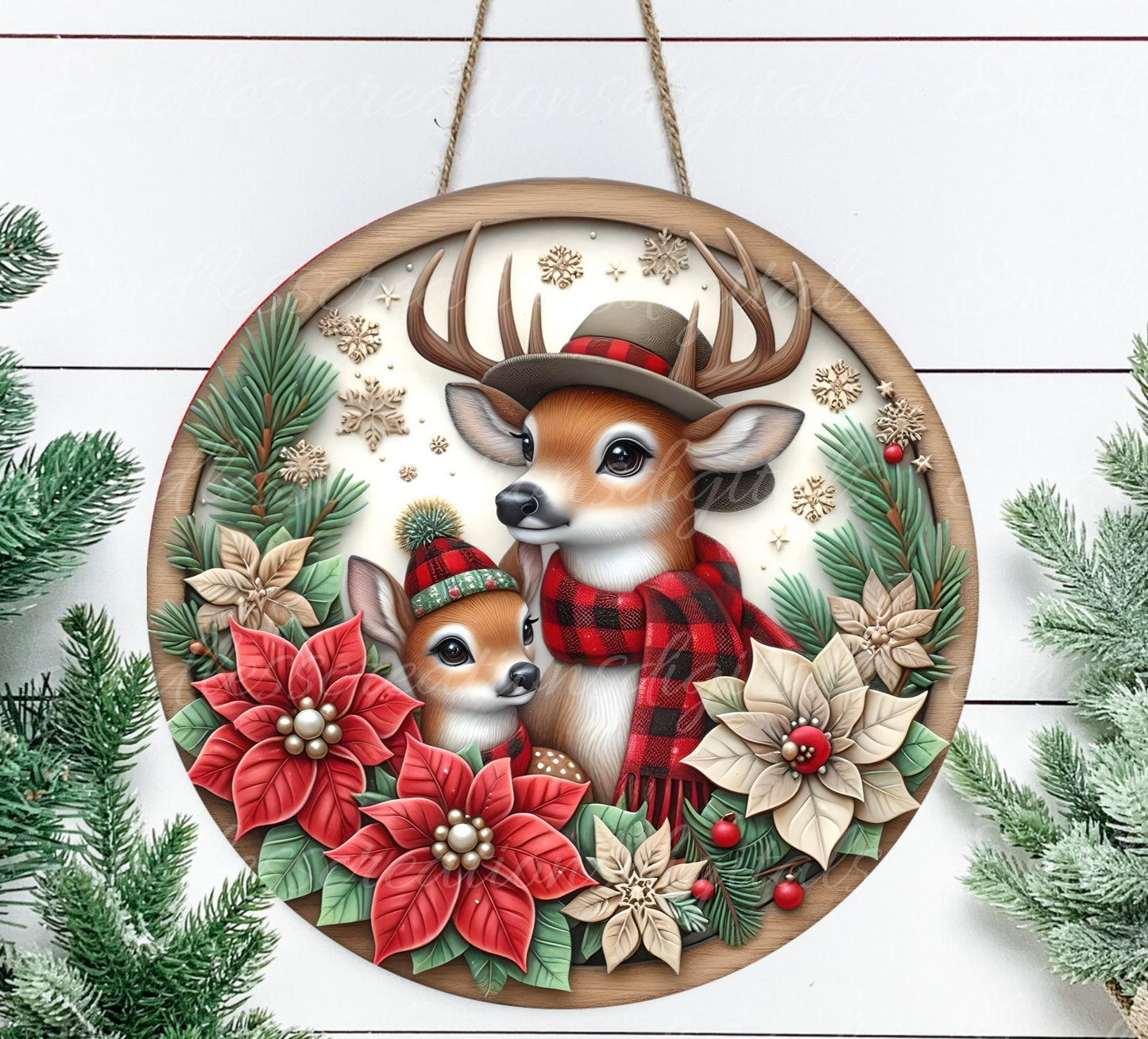 BUFFALO PLAID WINTER DEER