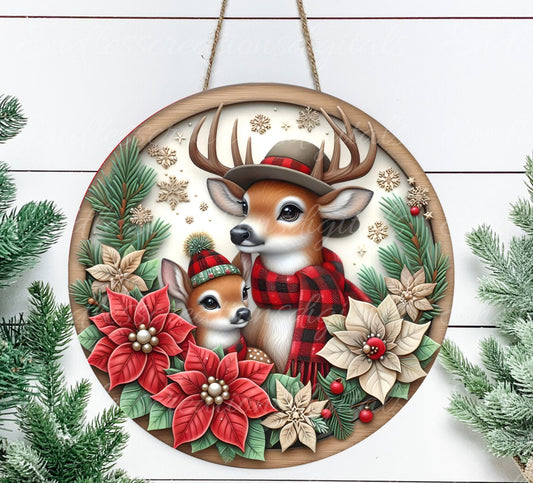 BUFFALO PLAID WINTER DEER