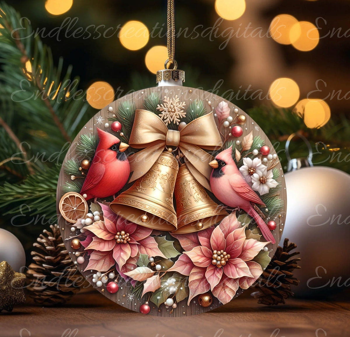 CARDINAL WINTER BELLS ROUND