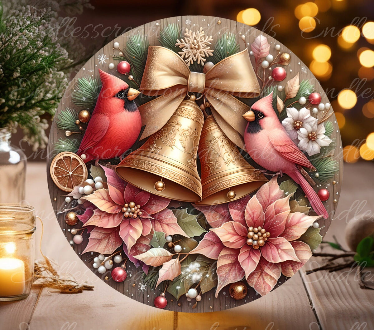 CARDINAL WINTER BELLS ROUND