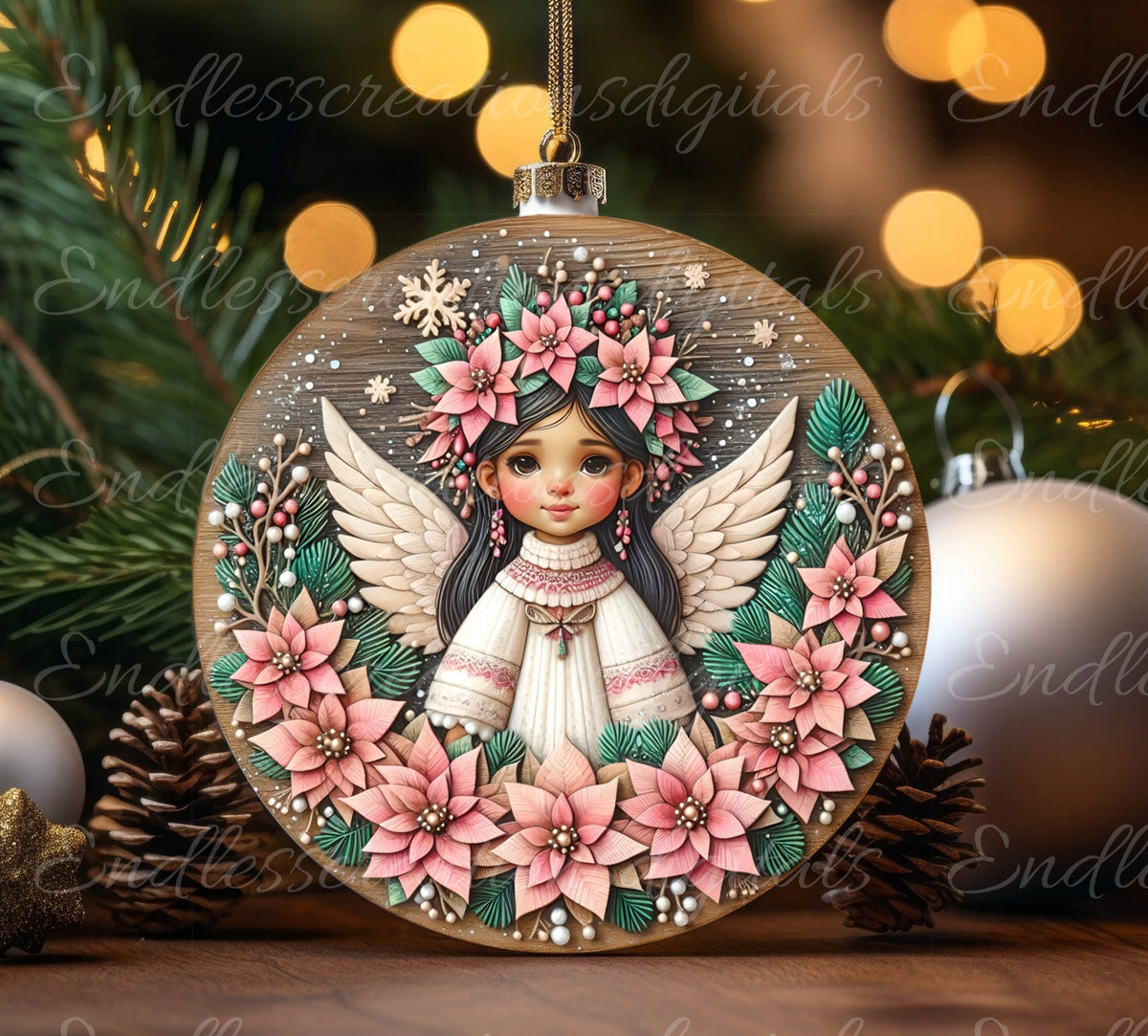 HISPANIC ANGEL  round door hanger, wreath sign, round cutting board, coasters etc. png, sublimation high resolution, can be resized