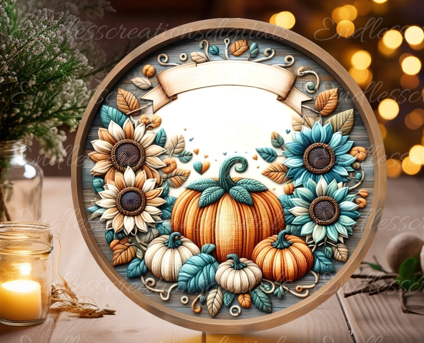 WELCOME FALL CROCHETED LOOK ROUND