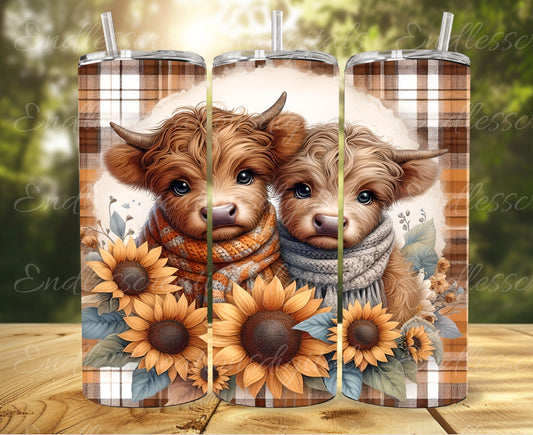 FALL HIGHLAND COW tumbler sublimation design for 20 oz tumbler, high quality 300 Dpi