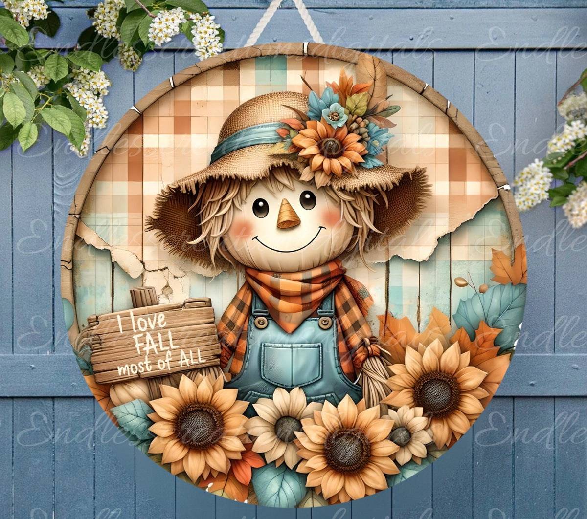 LOVE FALL SCARECROW ROUND