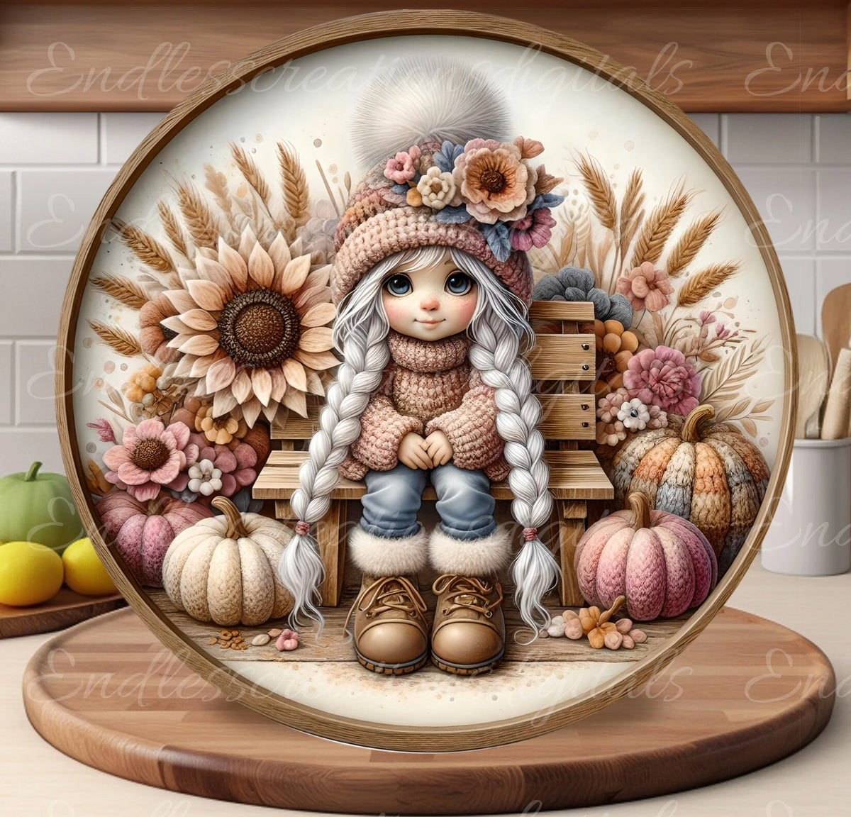 FALL GIRL GNOME ROUND