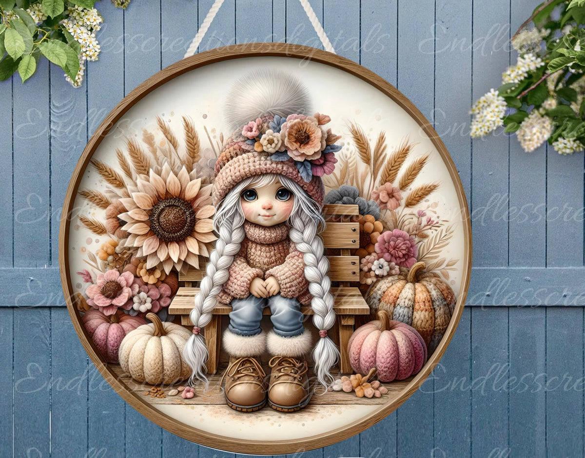 FALL GIRL GNOME ROUND