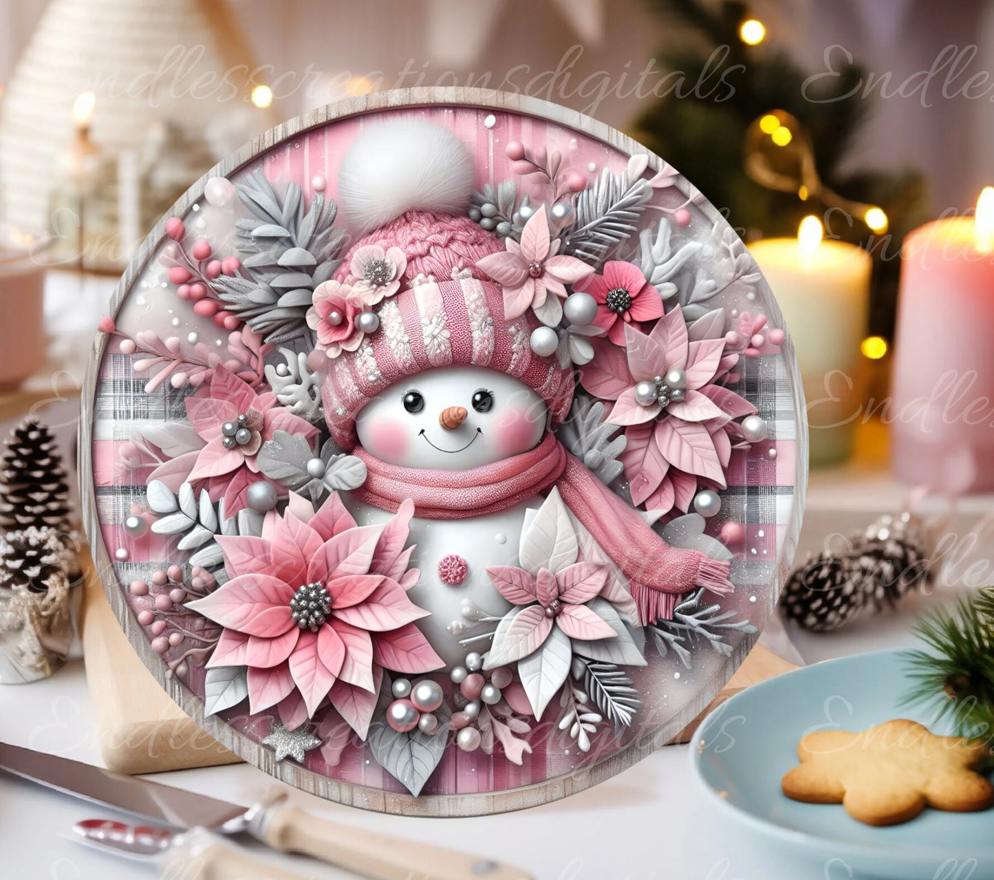 PINK SNOWMAN WINTER ROUND