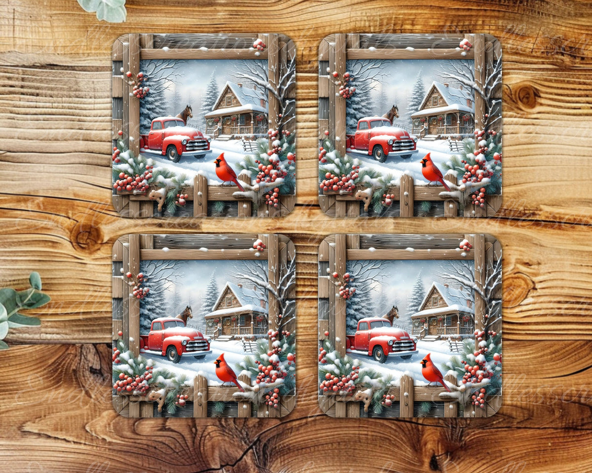 RED TRUCK SQUARE WINTER