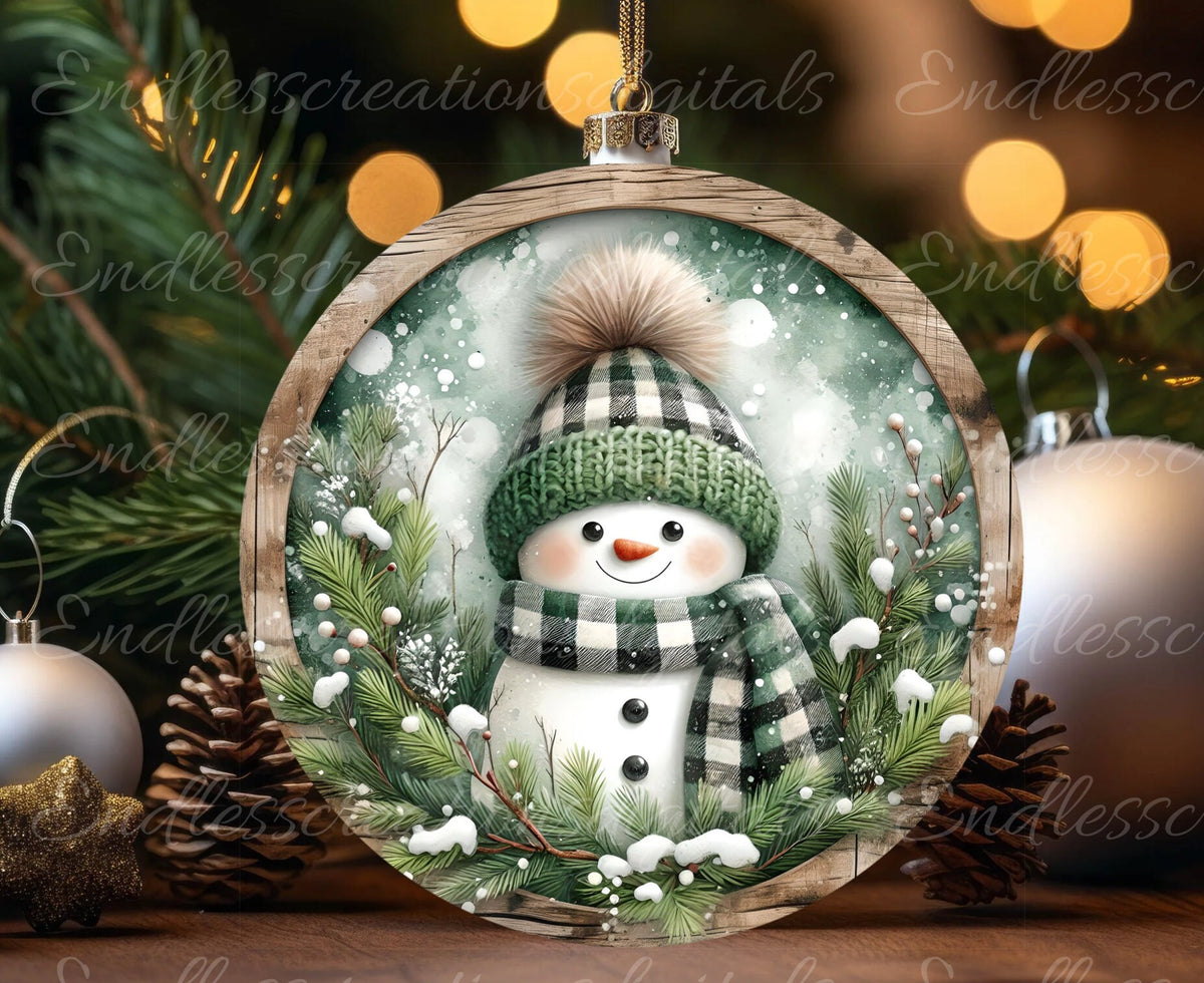 RUSTIC PLAID SNOWMAN WINTER ROUND