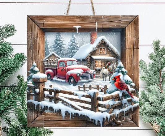 WINTER RED TRUCK