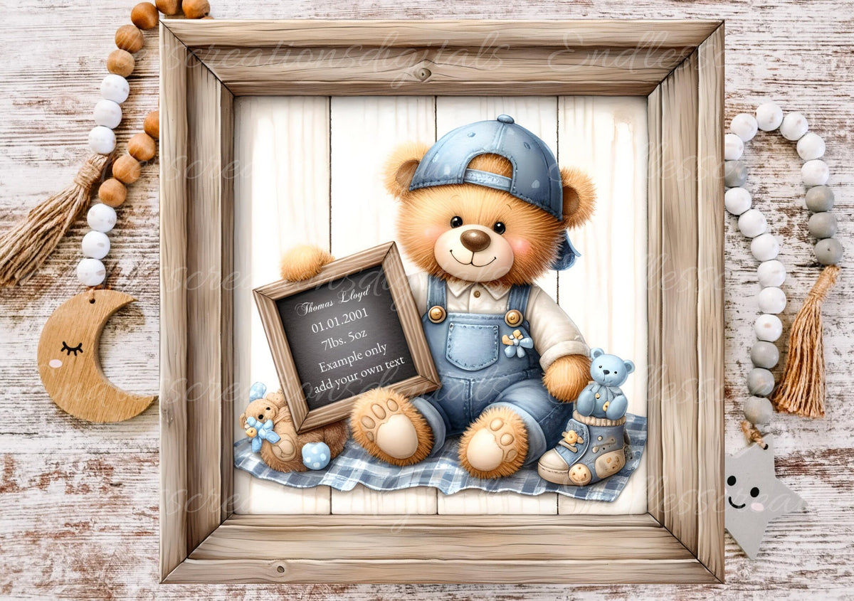 BABY'S ROOM BIRTH square announcement , wreath sign png, for sublimation high resolution,  1 add your own text file for download