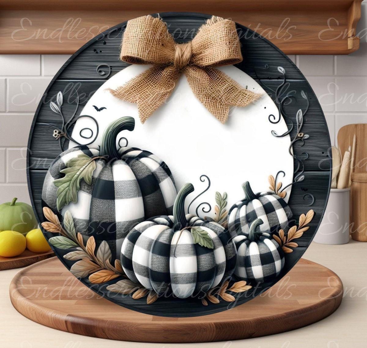 FALL PUMPKINS DOOR hanger, wreath sign, round cutting board png, for sublimation high resolution 2 files for download, 1 add your own text