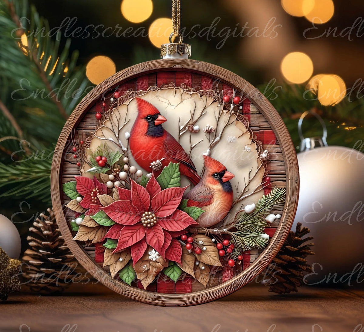 WINTER CARDINALS ROUND
