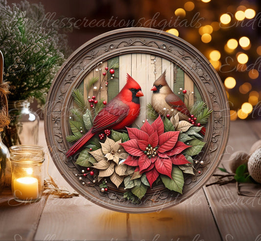 WINTER CARDINALS ROUND