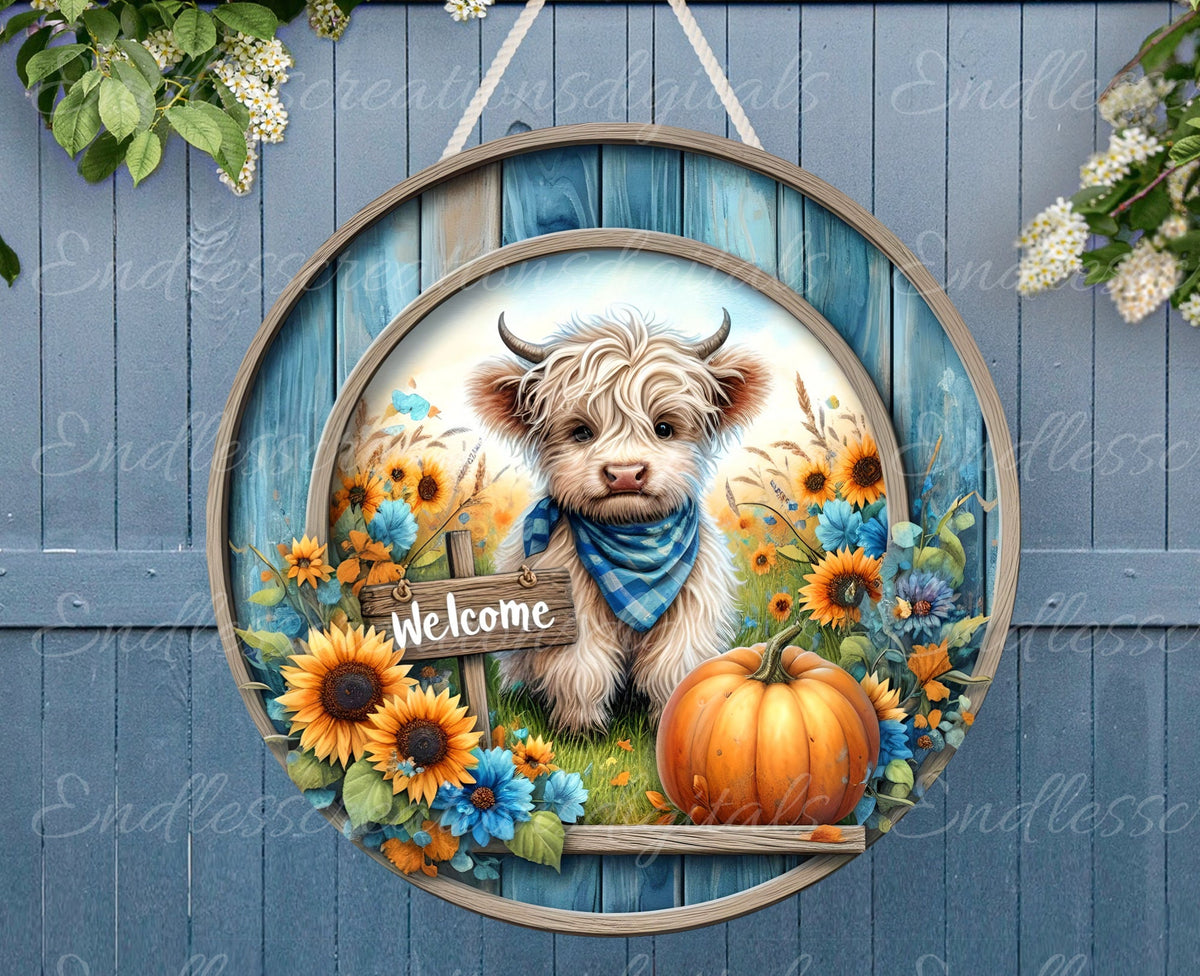 FALL HIGHLAND COW ROUND