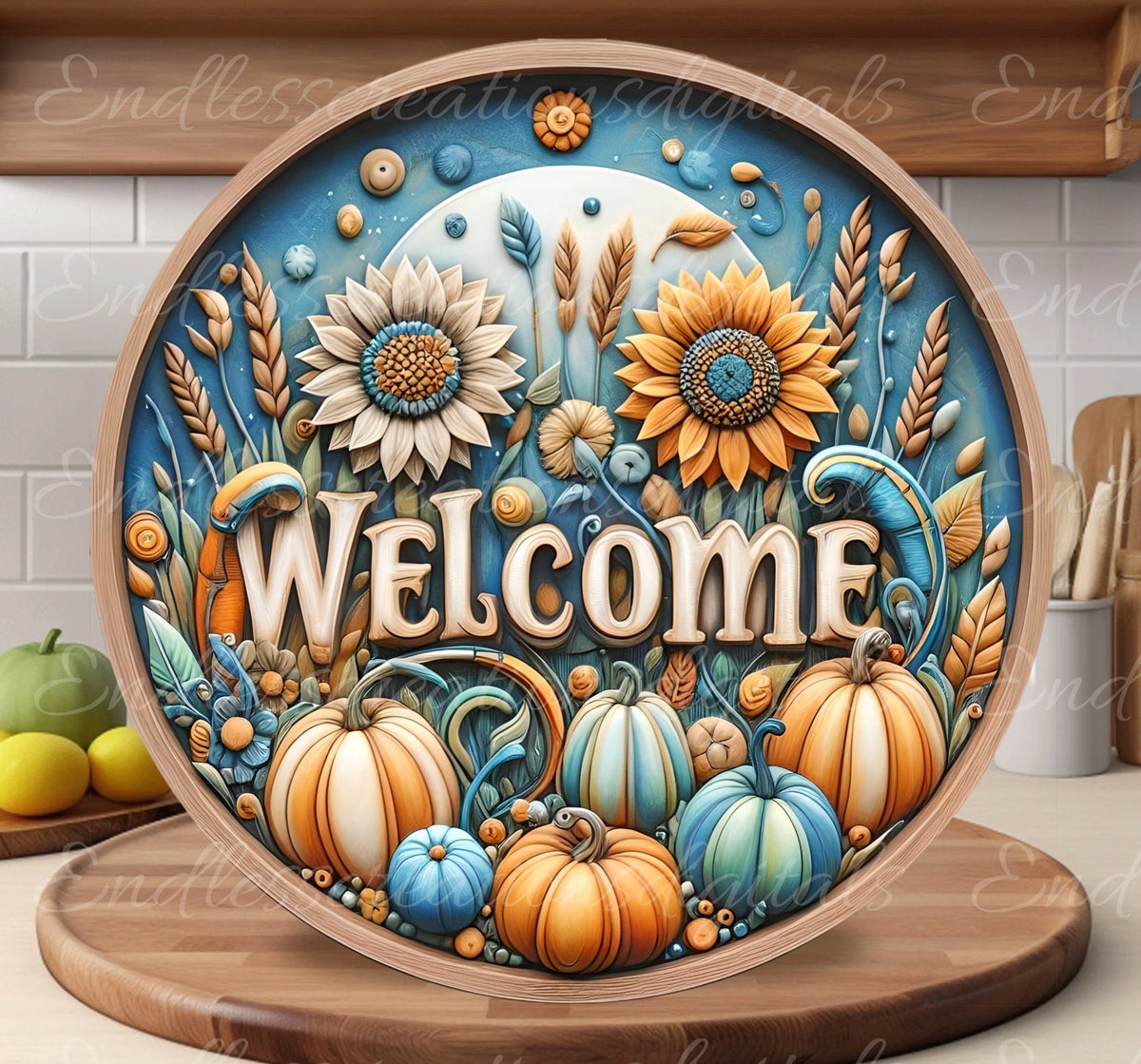 FALL WELCOME DOOR  hanger, wreath sign, round cutting board, for sublimation high resolution