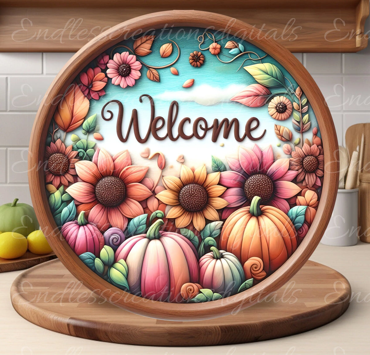 FALL WELCOME DOOR  hanger, wreath sign, round cutting board, for sublimation high resolution